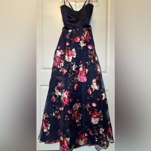 Crystal Doll Dress Navy Floral Prom Formal sz 15